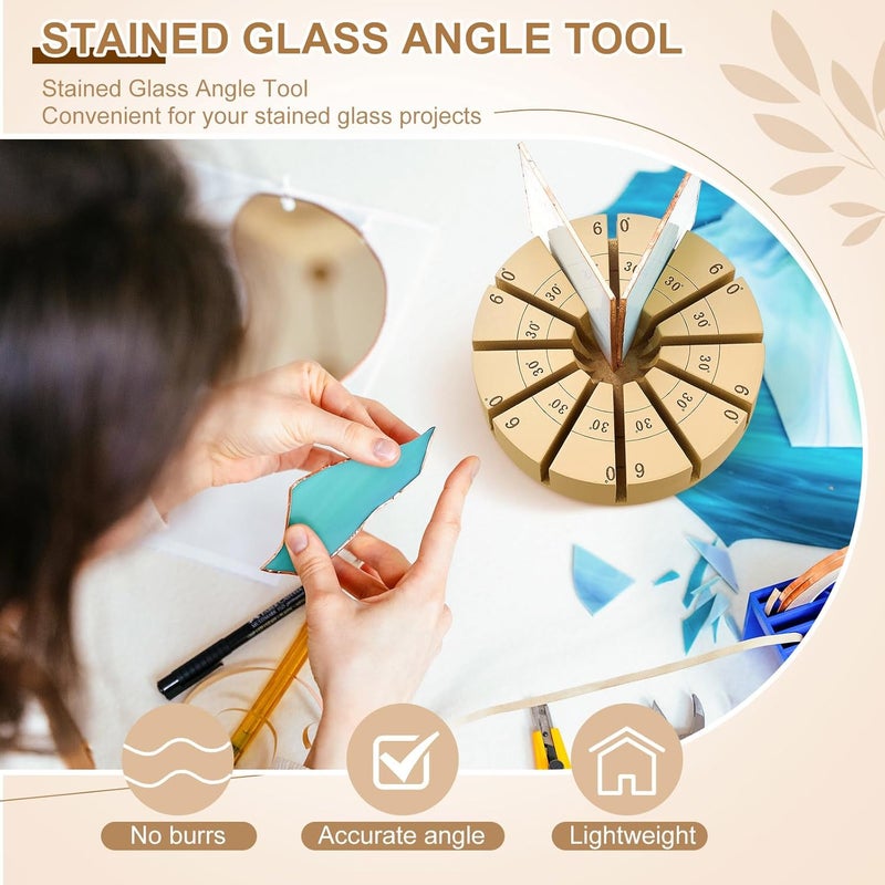 Zonon Stained Glass Angle Tool Stain Glass Supplies Multi-Angle Jig Tool 30°, 60°, 90°, 120°, 90°, 150°, 180°, 210°, 240°, 270° for Hold Assorted Colors Glasses Accurate Alignment Craft Projects - Image 3